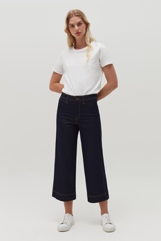 OVS, Blugi crop cu croiala ampla, Bleumarin inchis OVS, Blugi crop cu croiala ampla, Bleumarin inchis