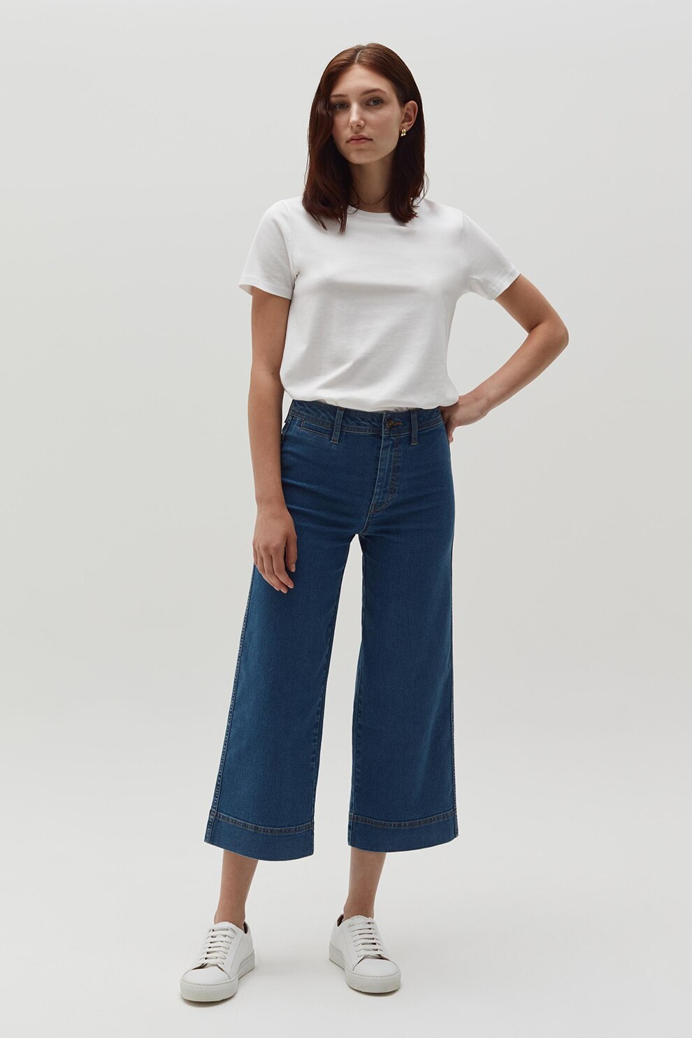 OVS, Blugi crop cu croiala ampla, Albastru inchis