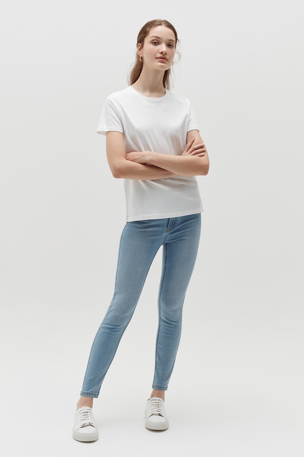 OVS, Blugi skinny cu talie medie, Albastru deschis, S