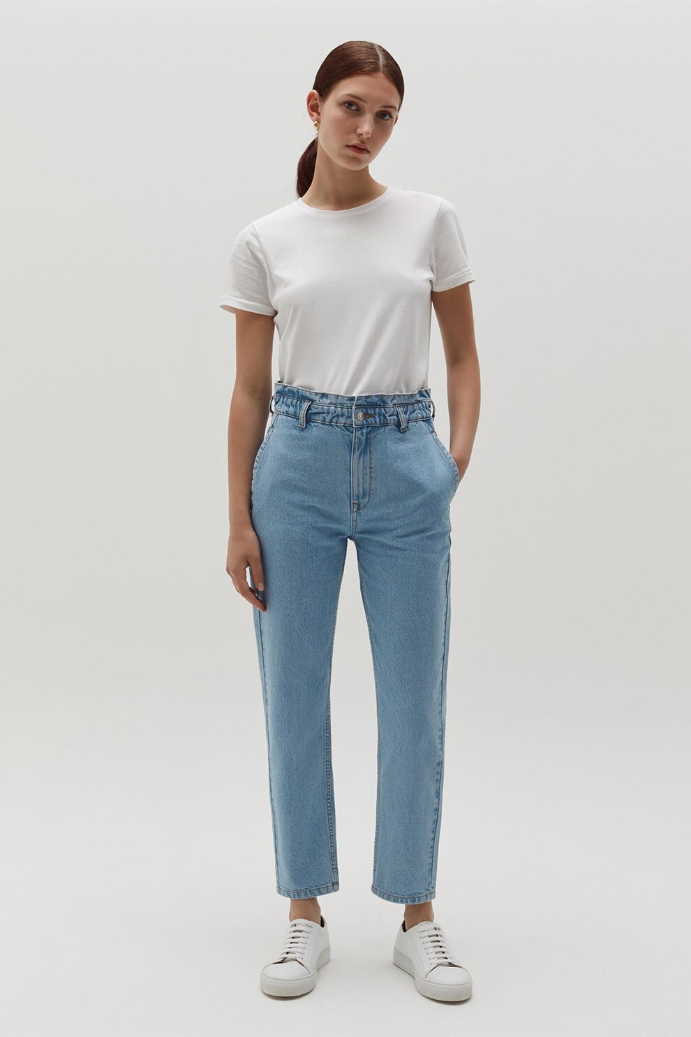OVS, Blugi cu croiala dreapta si talie inalta, Albastru deschis
