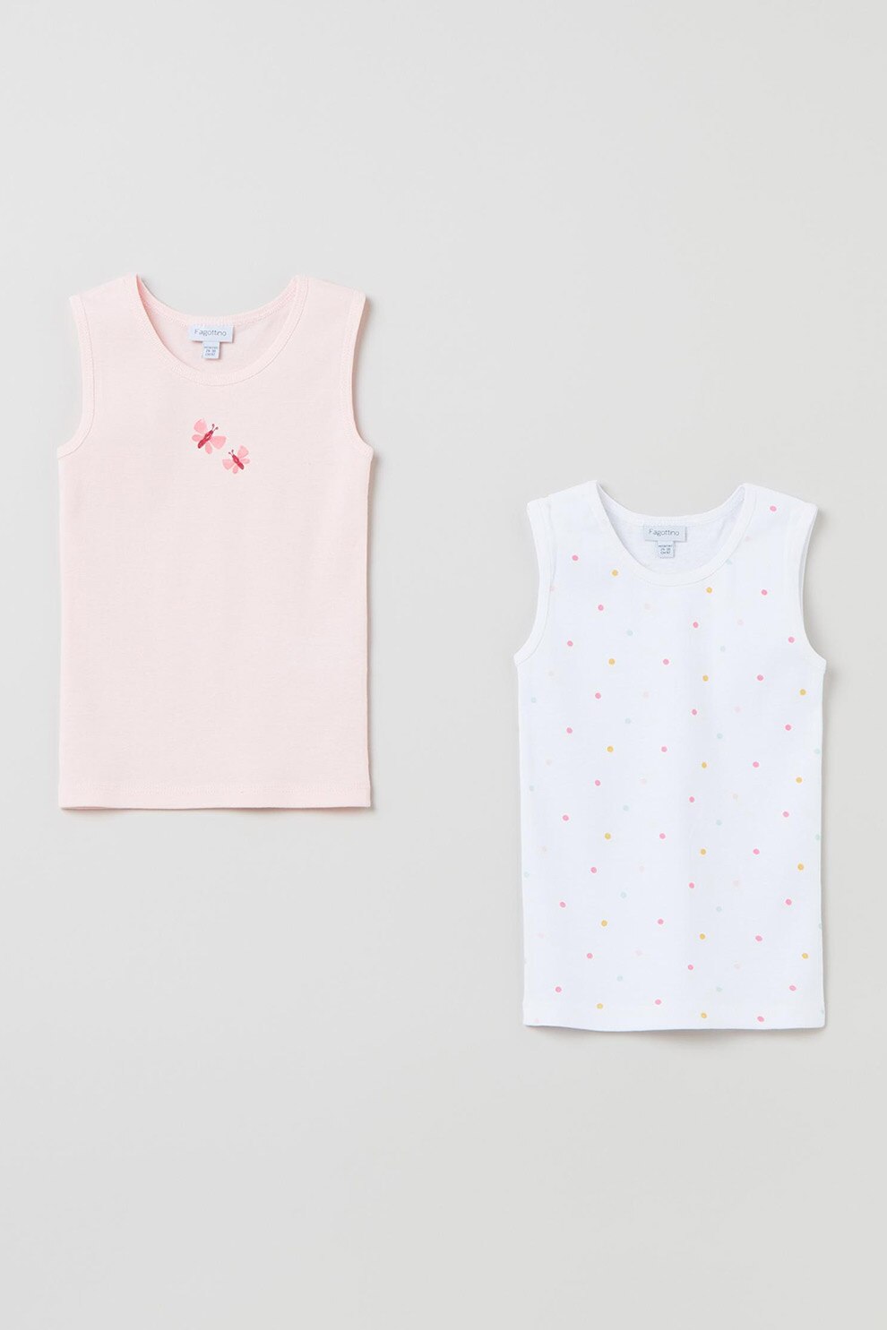 OVS, Set de topuri, 2 piese, Alb/Roz piersica, 86 CM