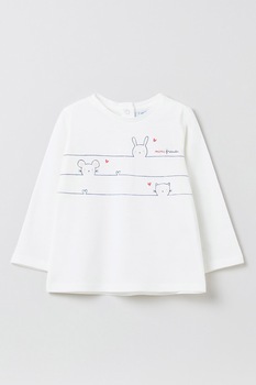 OVS, Bluza cu imprimeu grafic, Alb/Bleumarin/Corai, 62 CM OVS, Bluza cu imprimeu grafic, Alb/Bleumarin/Corai, 62 CM