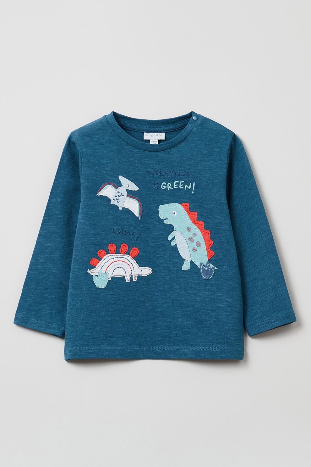 OVS, Bluza cu imprimeu grafic, Albastru petrol/Alb/Oranj mandarina