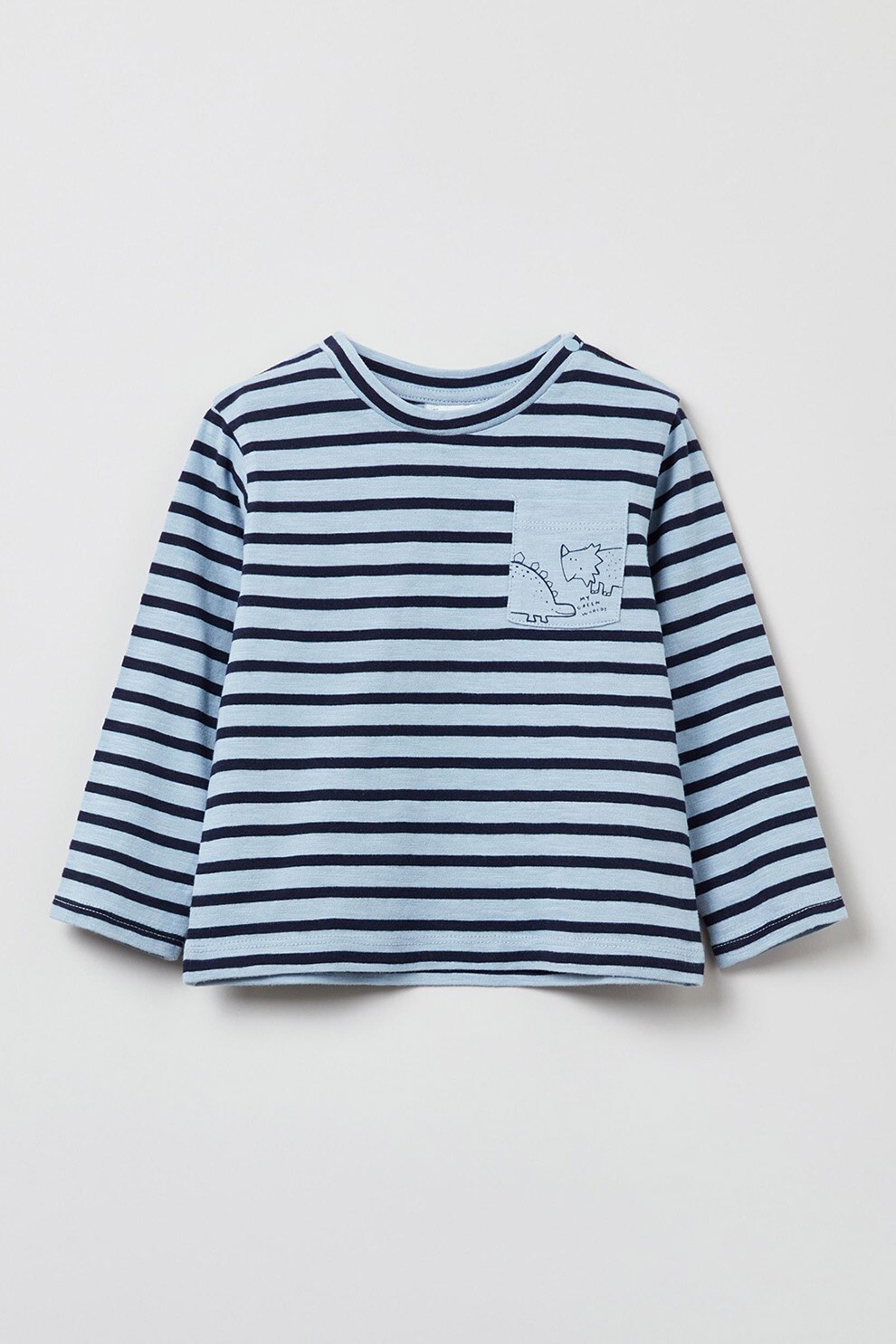 OVS, Bluza de bumbac in dungi, Bleumarin/Bleu, 74 CM