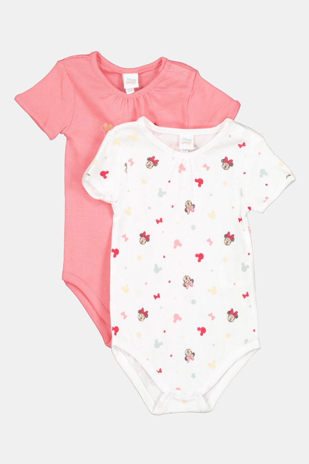 OVS, Set de body-uri cu imprimeu, 2 piese, Roz/Alb, 80 CM
