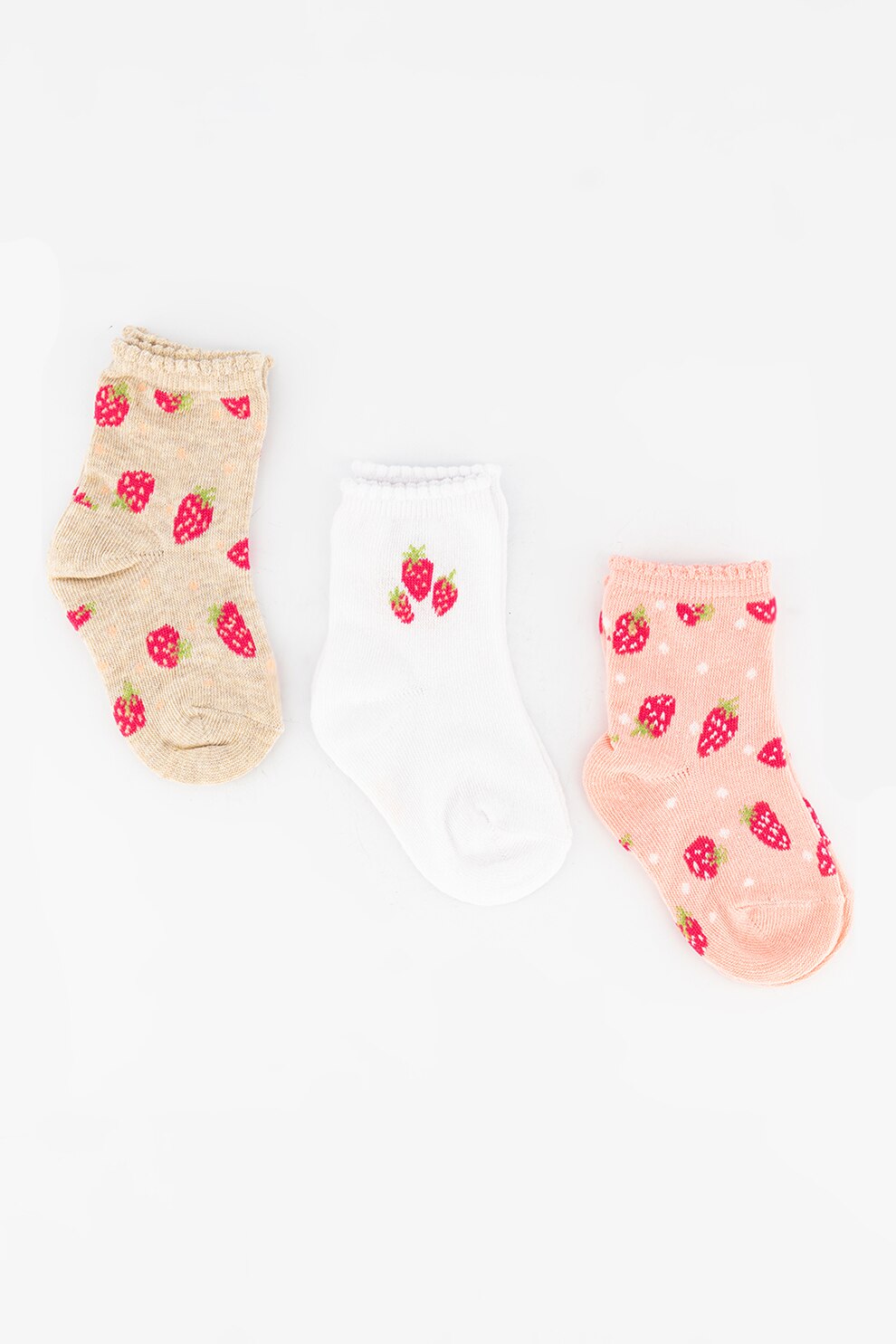 OVS, Set de sosete scurte cu imprimeu - 3 perechi, Roz/Alb/Bej