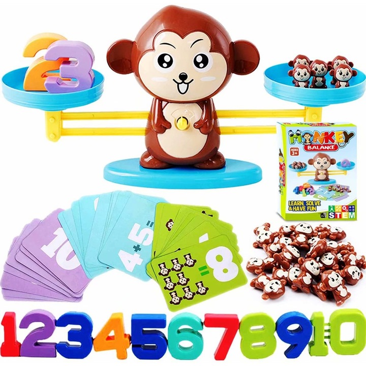 Образователна играчка, Модел на маймуна, Математически занимания, Монтесори, STEM, 3-6 години, Многоцветен