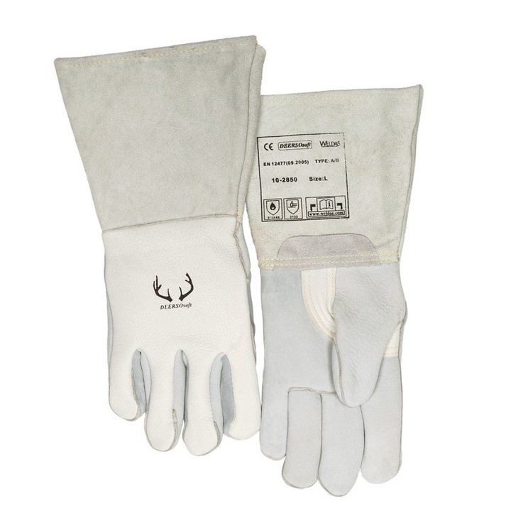Manusi sudura, piele caprioara, albe, Weldas, 10-2850, marimea XL