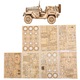 Puzzle 3D Army Jeep, DIY, din Lemn, cu 369 piese, scala 1:16 pentru copii si adulti