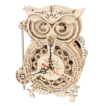 Puzzle 3D Bufnita cu ceas, DIY, din Lemn, cu 161 piese, pentru copii si adulti Puzzle 3D Bufnita cu ceas, DIY, din Lemn, cu 161 piese, pentru copii si adulti