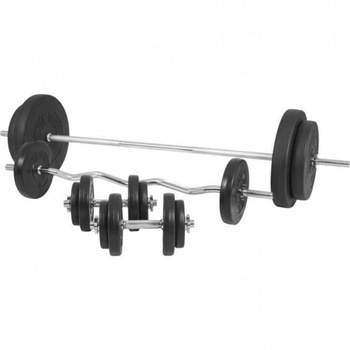 Set 18 piese Complet haltere cu discuri, Gorilla Sports, negru/crom, 100 Kg, 30/31mm Set 18 piese Complet haltere cu discuri, Gorilla Sports, negru/crom, 100 Kg, 30/31mm