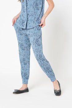 GAP, Pantaloni de pijama cu snur de ajustare si model cu inimi, Albastru azur GAP, Pantaloni de pijama cu snur de ajustare si model cu inimi, Albastru azur
