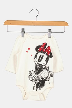 GAP, Body din bumbac organic cu imprimeu cu Minnie Mouse, Crem/Negru, 50 CM GAP, Body din bumbac organic cu imprimeu cu Minnie Mouse, Crem/Negru, 50 CM