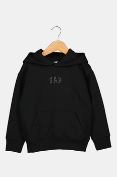 GAP, Hanorac din amestec de bumbac organic cu detaliu logo, Negru GAP, Hanorac din amestec de bumbac organic cu detaliu logo, Negru