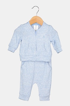 GAP, Set de bluza sport cu fermoar si pantaloni - 2 piese, Albastru melange GAP, Set de bluza sport cu fermoar si pantaloni - 2 piese, Albastru melange