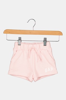 GAP, Pantaloni scurti cu imprimeu logo si snur de ajustare, Roz pastel GAP, Pantaloni scurti cu imprimeu logo si snur de ajustare, Roz pastel