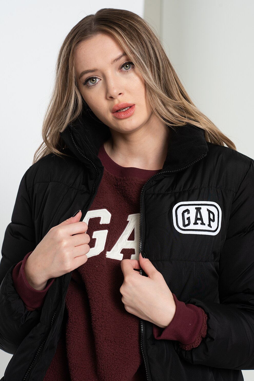 GAP, Geaca cu vatelina si aspect matlasat, Negru