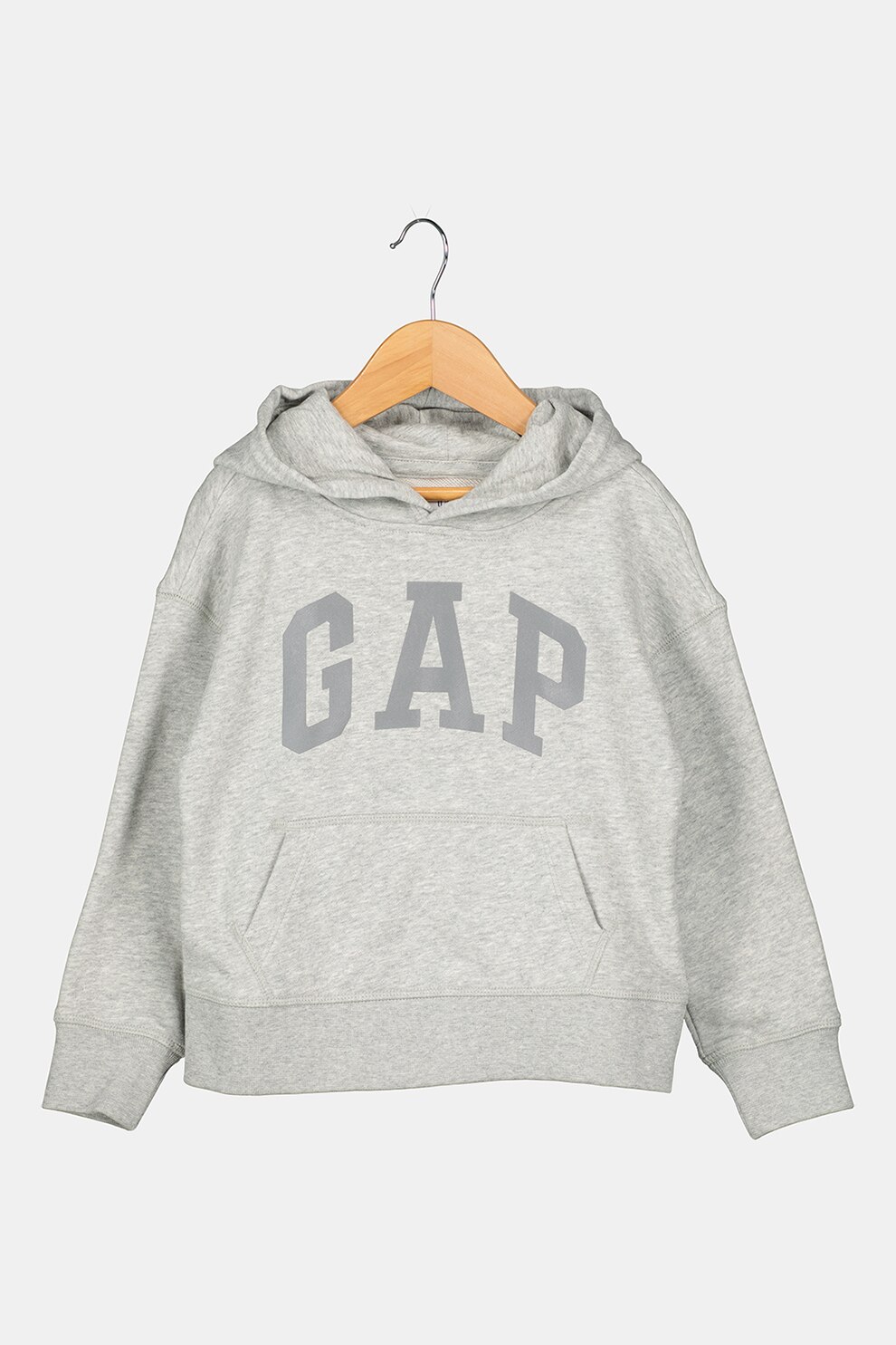 GAP, Hanorac cu imprimeu si buzunar kangaroo, Gri melange