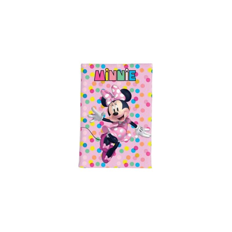 Paturica fleece, Minnie Mouse, roz cu buline, 140 x 100 cm