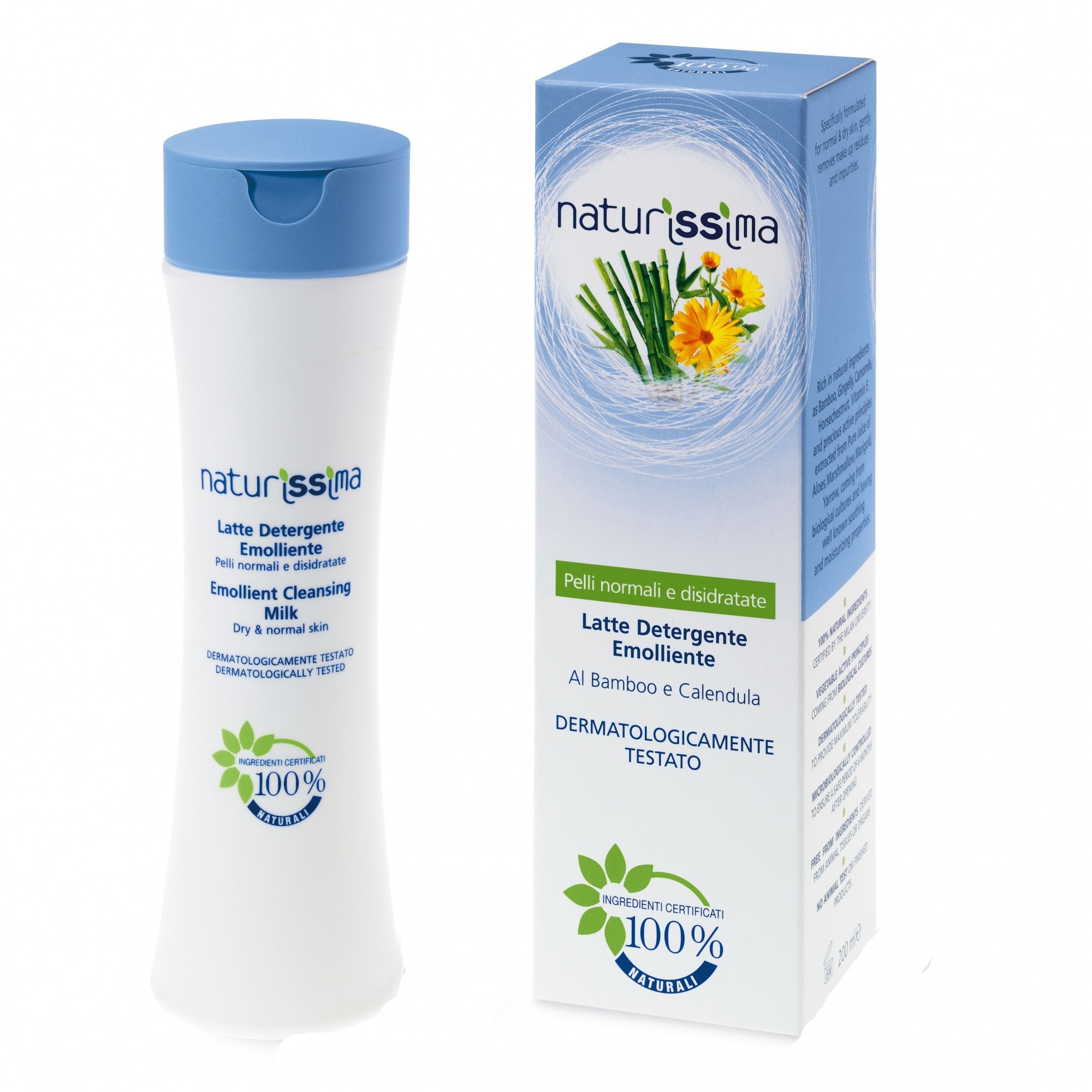 Lapte demachiant emolient Naturissima cu bambus si galbenele, 200 ml