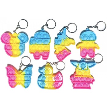 Set Jucarii Pop-it cu breloc, Jucarii antistres Popping Push Press Fidget diverse forme, 10 piese/set, MyStyle® Set Jucarii Pop-it cu breloc, Jucarii antistres Popping Push Press Fidget diverse forme, 10 piese/set, MyStyle®