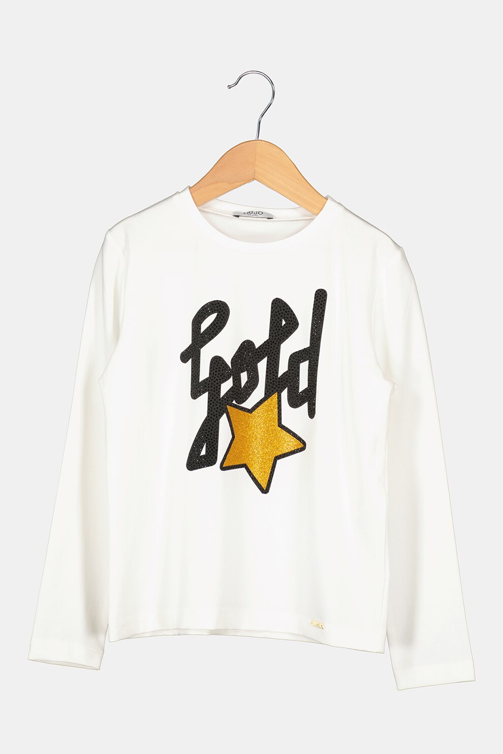 Liu Jo, Bluza cu decolteu la baza gatului si detaliu stralucitor, Alb/Negru