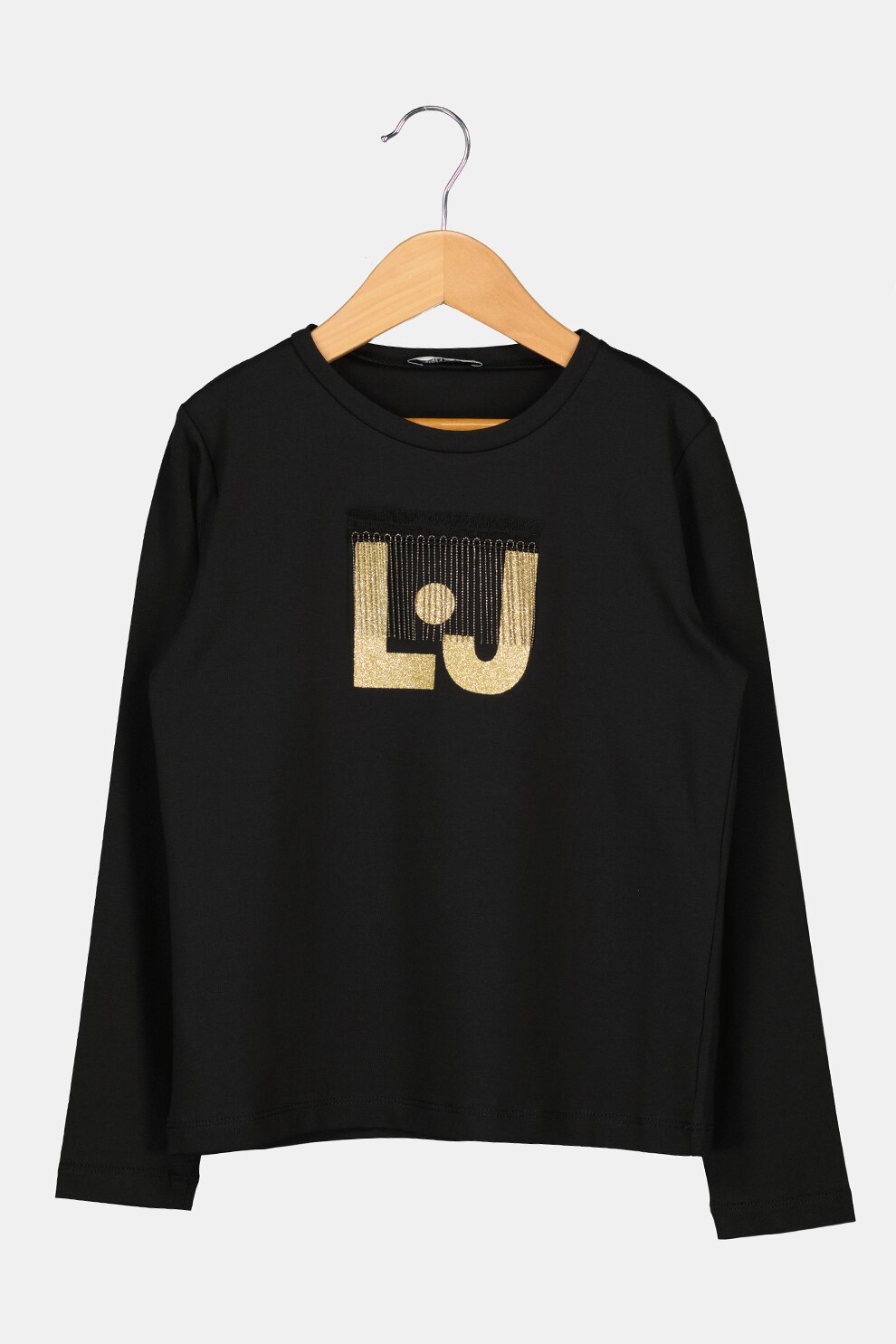 Liu Jo, Bluza cu decolteu la baza gatului si detaliu stralucitor, Negru/Auriu