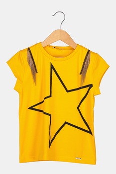Liu Jo, Tricou cu stele si strasuri, Galben/Negru Liu Jo, Tricou cu stele si strasuri, Galben/Negru