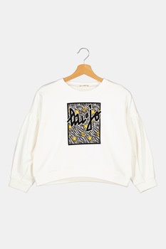 Liu Jo, Bluza sport cu imprimeu logo si maneci cazute, Alb/Negru Liu Jo, Bluza sport cu imprimeu logo si maneci cazute, Alb/Negru