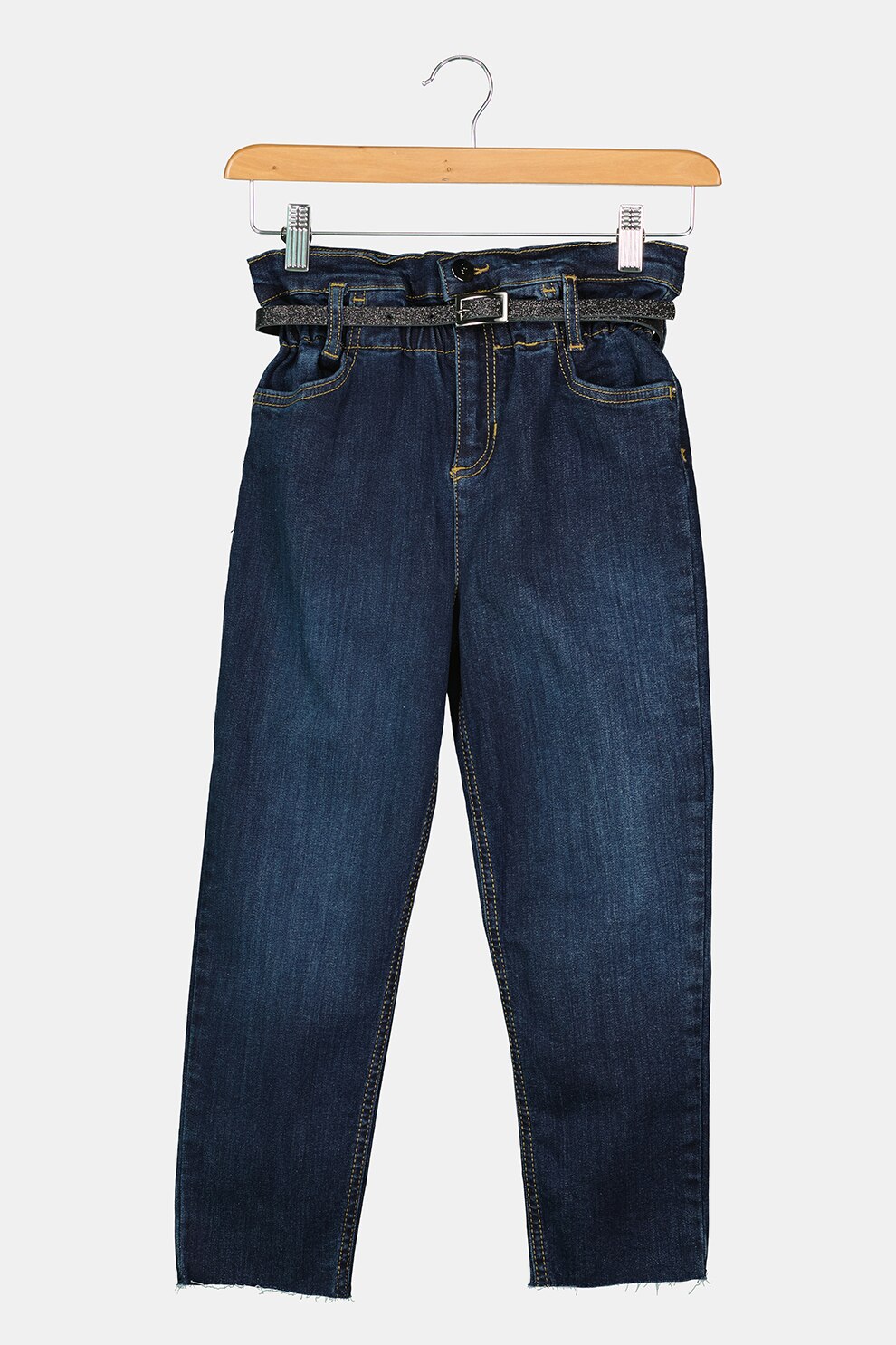 Liu Jo, Blugi cu talie inalta si curea stralucitoare, Bleumarin