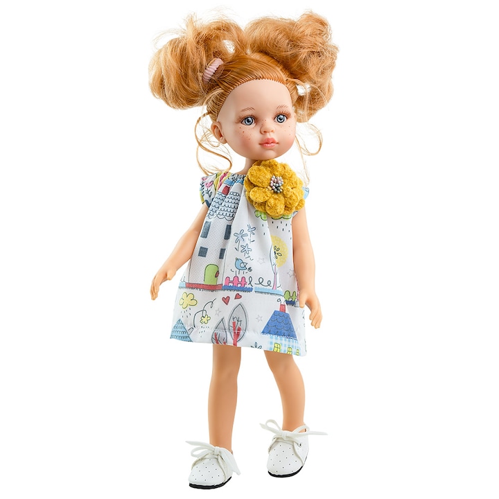 Kукла Paola Reina, Dasha в рокля с разноцветни градски щампи, Amigas, 32 cm