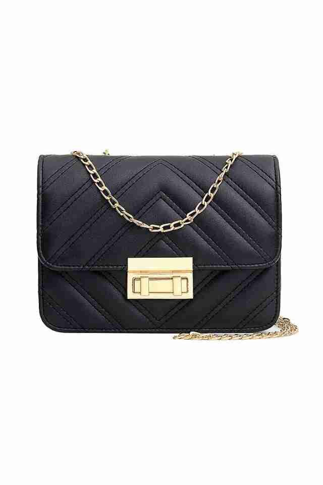 Geanta de dama Kylie neagra din piele ecologica cu lant metalic, 20 x 15 x 7 cm