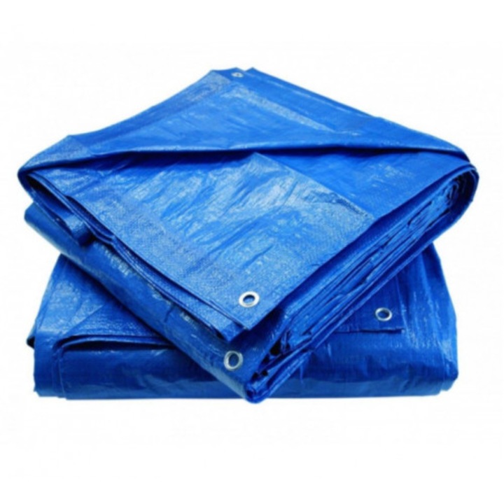 Prelata groasa, impermeabila, cu system de prindere inelar, 4 x 5 m, material ultra rezistent, Albastru, viMG ®
