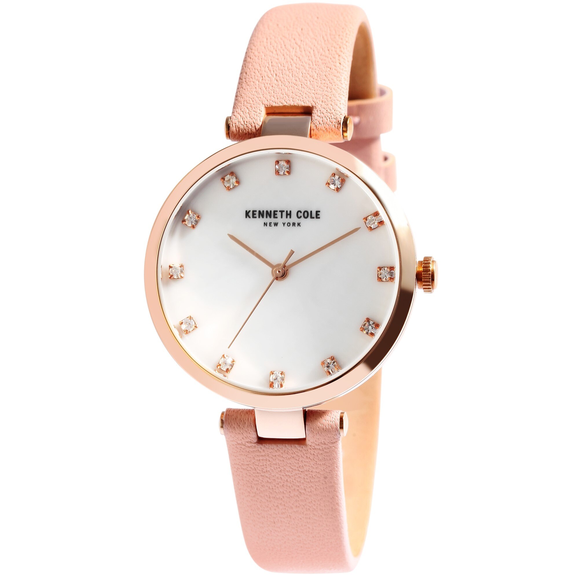 Ceas dama, Kenneth Cole, cadran alb sidef, curea piele roz