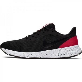 Nike, Pantofi cu talpa cu pete decorative pentru alergare Revolution 5, Negru/Rosu/Alb Nike, Pantofi cu talpa cu pete decorative pentru alergare Revolution 5, Negru/Rosu/Alb