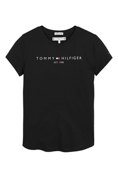 Tommy Hilfiger, Tricou de bumbac organic cu logo, Negru Tommy Hilfiger, Tricou de bumbac organic cu logo, Negru