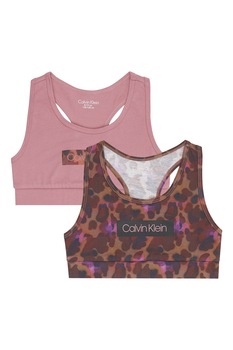 CALVIN KLEIN, Set de bustiera din amestec de bumbac organic, 2 piese, Roz/Maro CALVIN KLEIN, Set de bustiera din amestec de bumbac organic, 2 piese, Roz/Maro