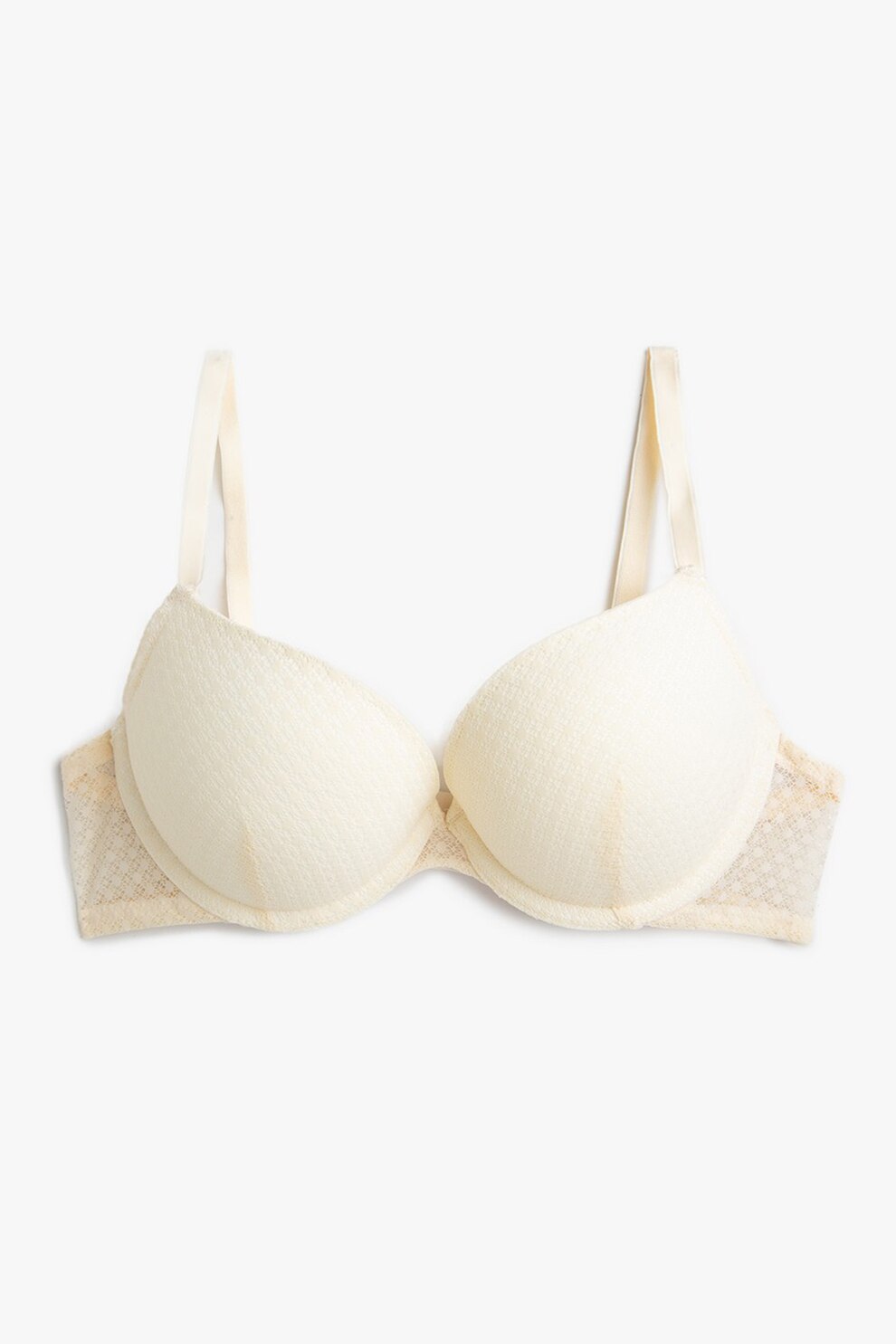 KOTON, Sutien din dantela cu bretele ajustabile, Crem