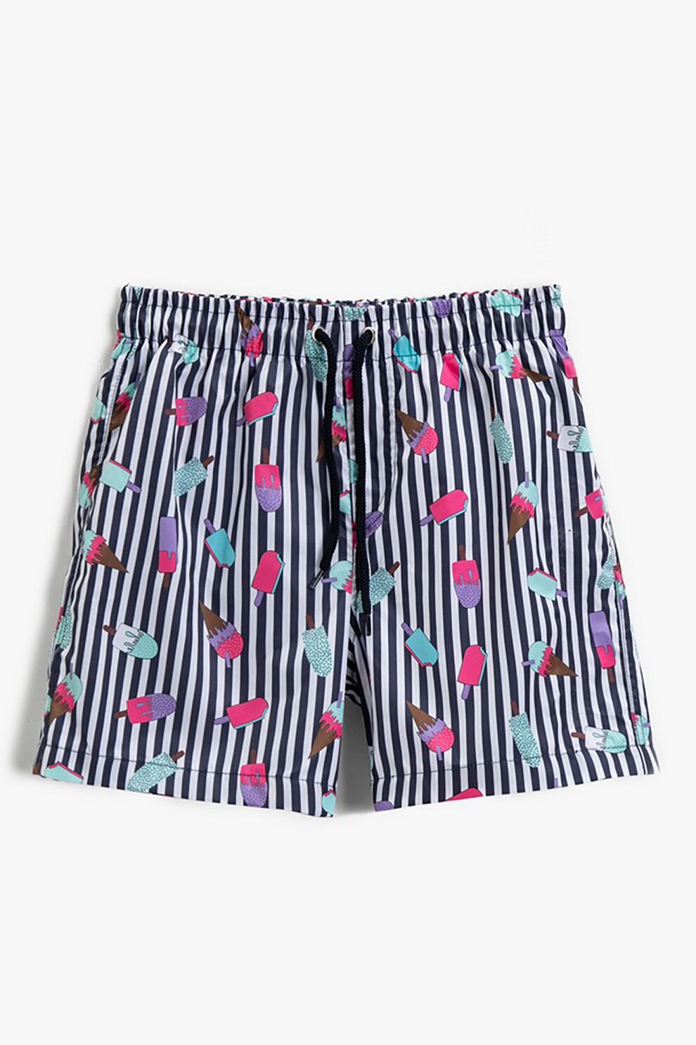 KOTON, Pantaloni scurti de baie cu talie elastica, Bleumarin/Alb/Roz, 122-128 CM