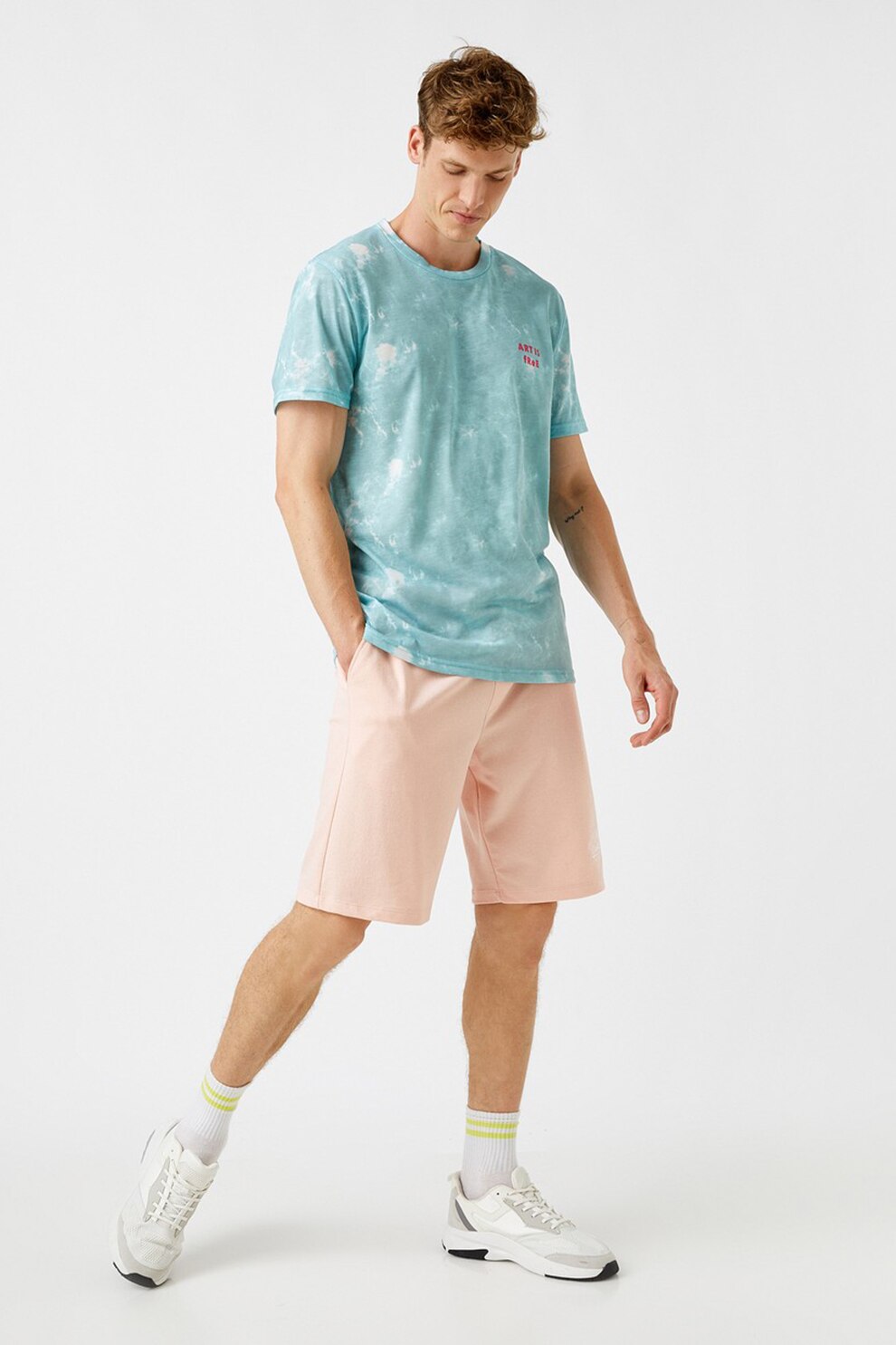 KOTON, Pantaloni scurti cu snur de ajustare, Roz pastel, XS