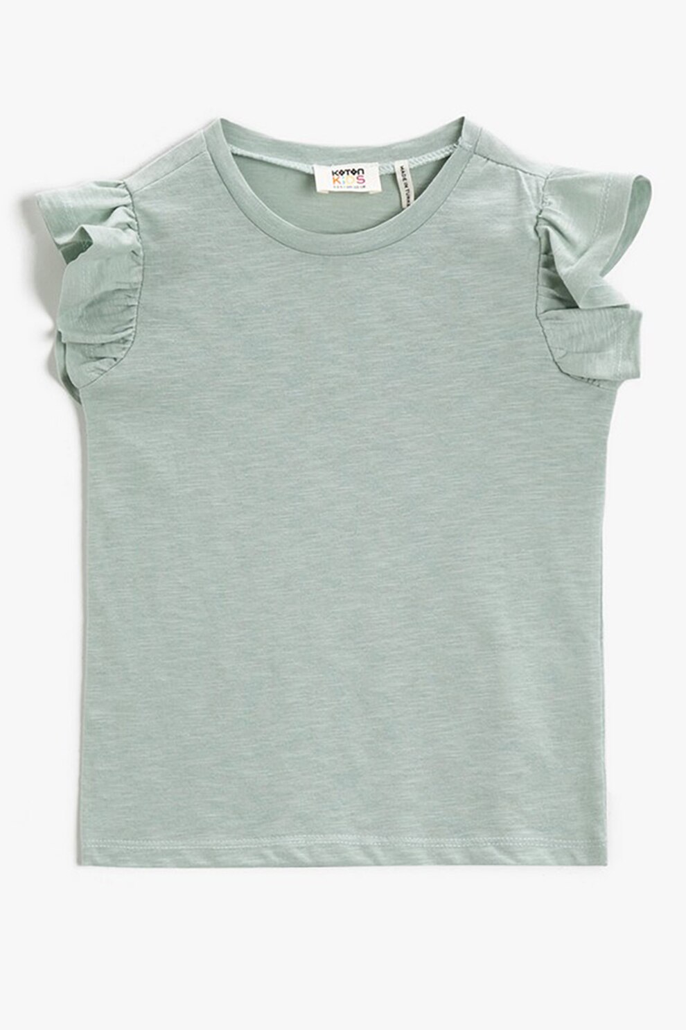 KOTON, Tricou cu maneci cu volane, Verde pal