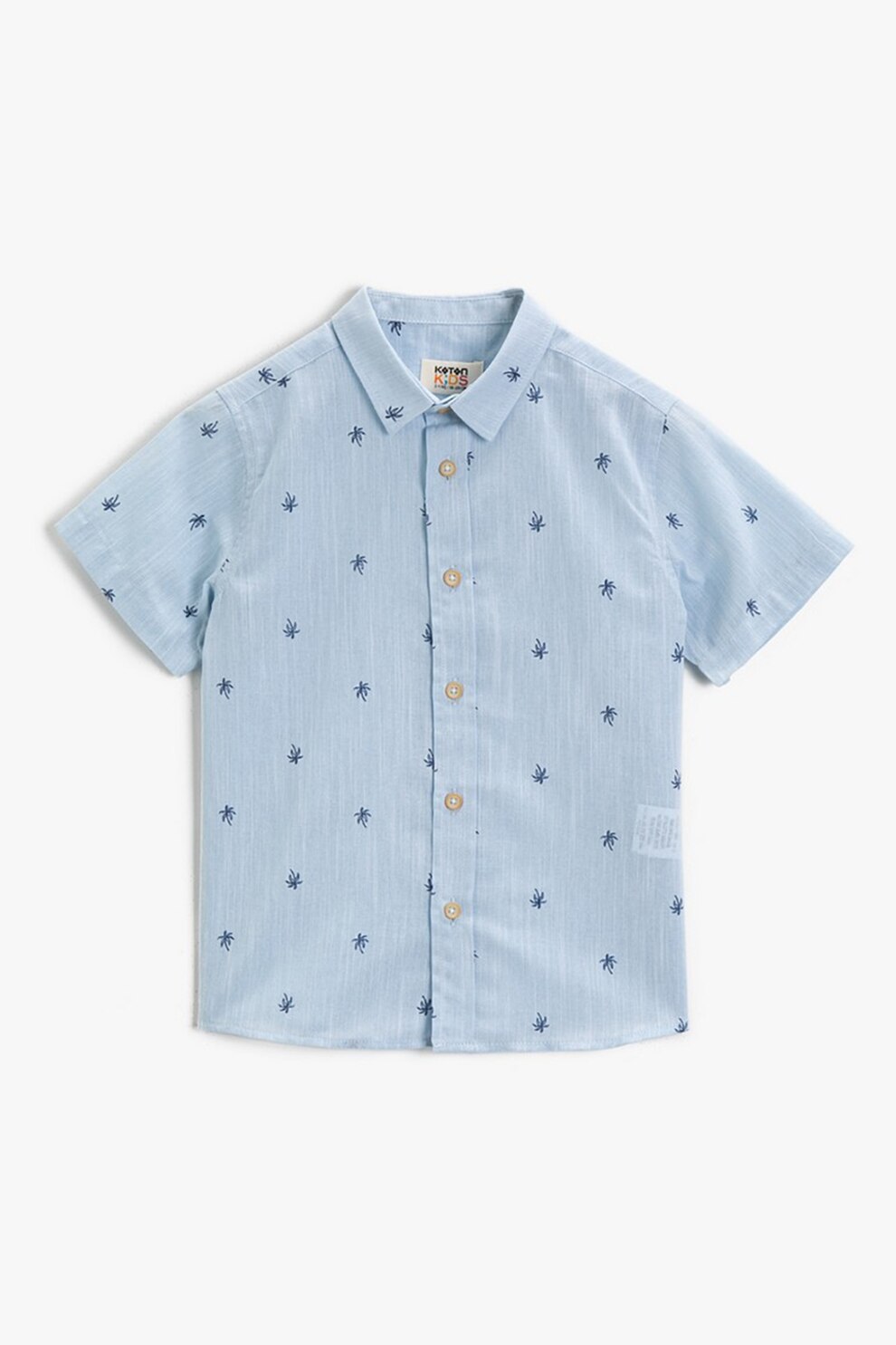 KOTON, Camasa cu imprimeu si maneci scurte, Albastru azur