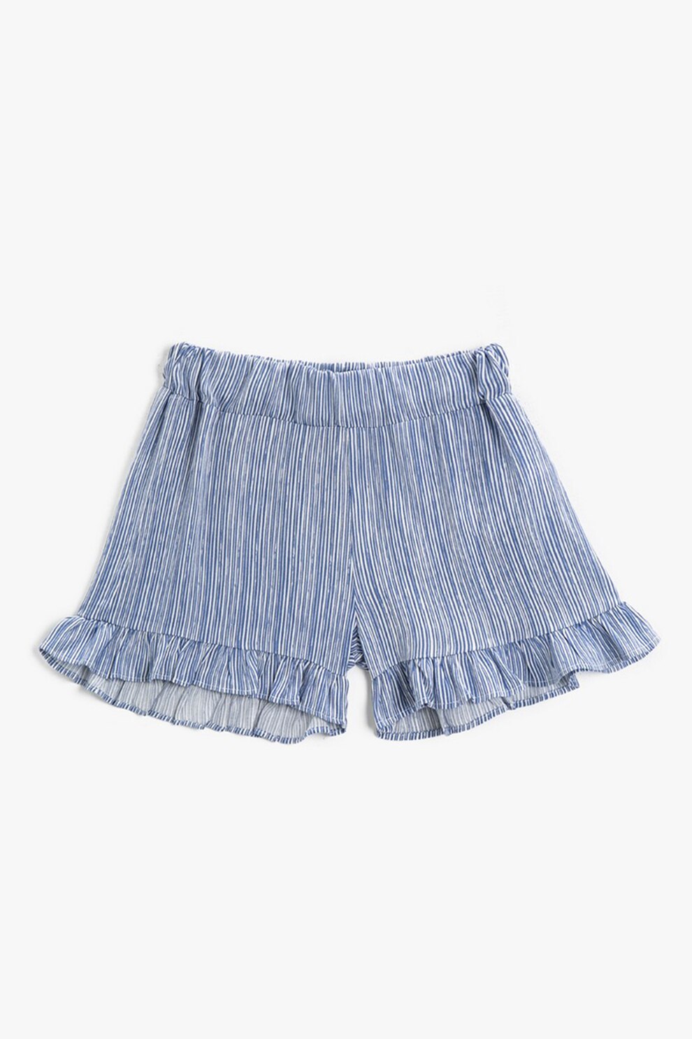 KOTON, Pantaloni scurti cu model in dungi si volane, Albastru prafuit