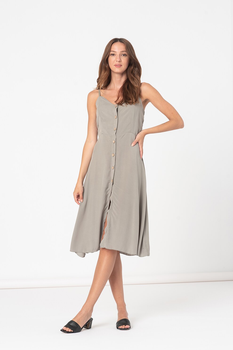 Haily's, Rochie evazata cu decolteu in V Vicky, Kaki