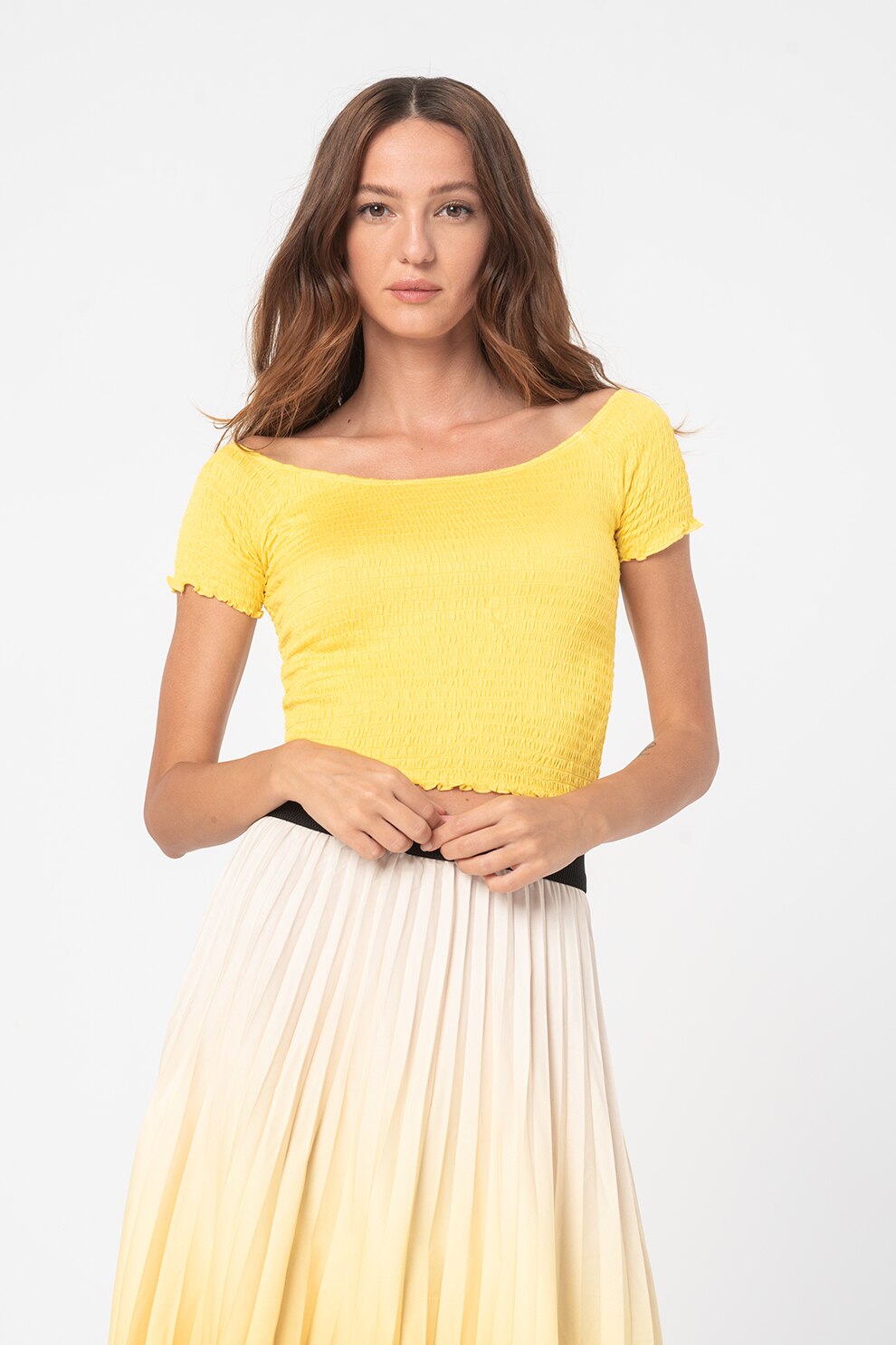Haily's, Tricou crop Gianni, Galben sofran