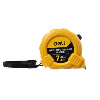 Ruleta din otel Deli Tools EDL9005B 7.5m / 25mm, Galben Ruleta din otel Deli Tools EDL9005B 7.5m / 25mm, Galben