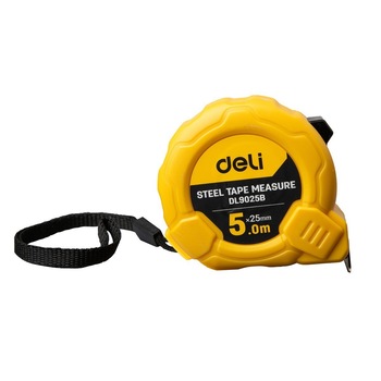 Ruleta din otel Deli Tools EDL9005B 5m / 25mm, Galben Ruleta din otel Deli Tools EDL9005B 5m / 25mm, Galben
