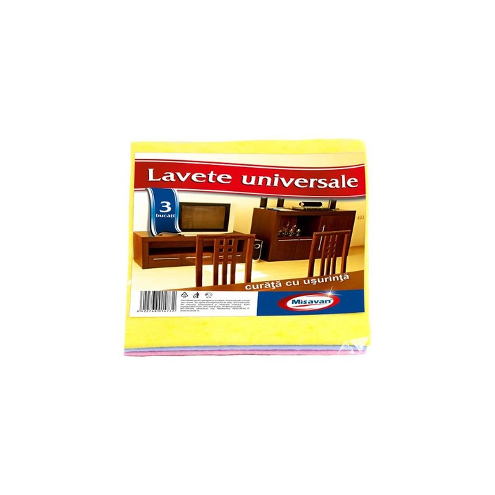 Set 3 Lavete Universale din Microfibra Misavan, 38x32 cm, Diverse Culori