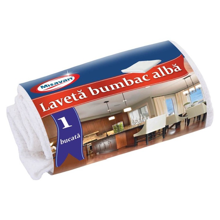 Laveta Universala din Bumbac Misavan, 40x60 cm, Alba