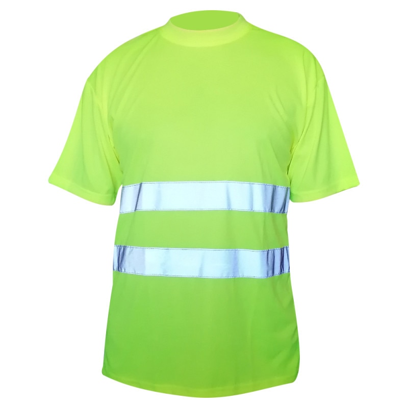 Tricou clasic inalta vizibilitate galben benzi reflectorizante marimea L ENERGO
